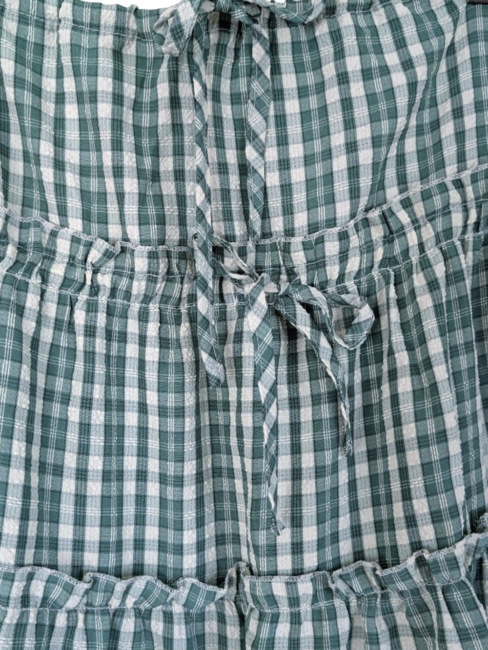 🌿 Daisy Street Green Gingham Tiered Maxi Skirt Size M 🌿 - Picture 3 of 6